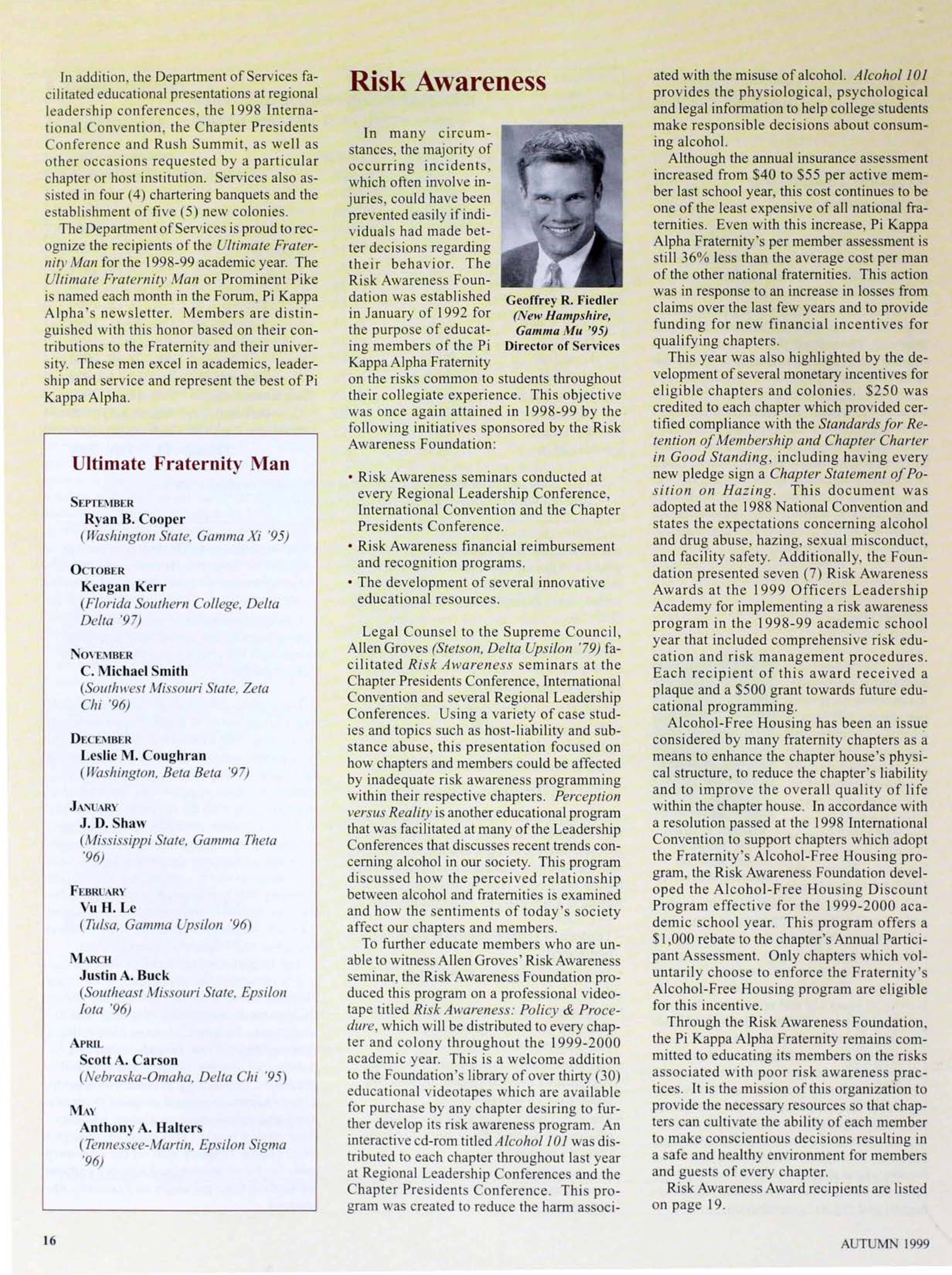 Risk Awareness, Autumn 1999